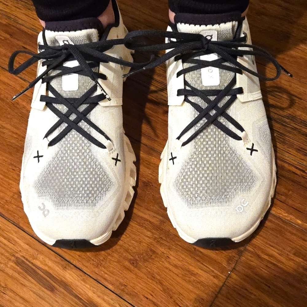 On Cloud Running White Sneakers with Black Accents Worn once!